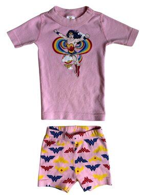 Hanna Andersson x Disney Girls' Wonder Woman Short Pajama Set (Pink) - 3T